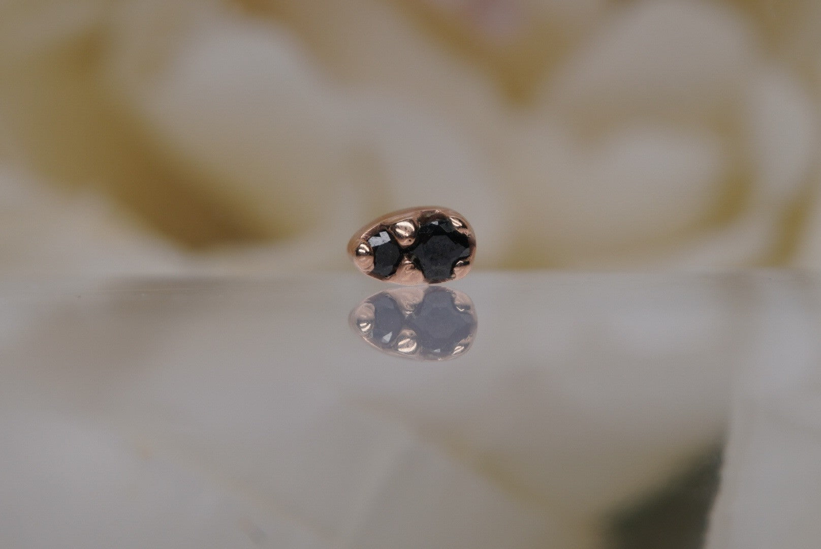2-Gem Pear Shape in Rose Gold with Black Crystals-16g