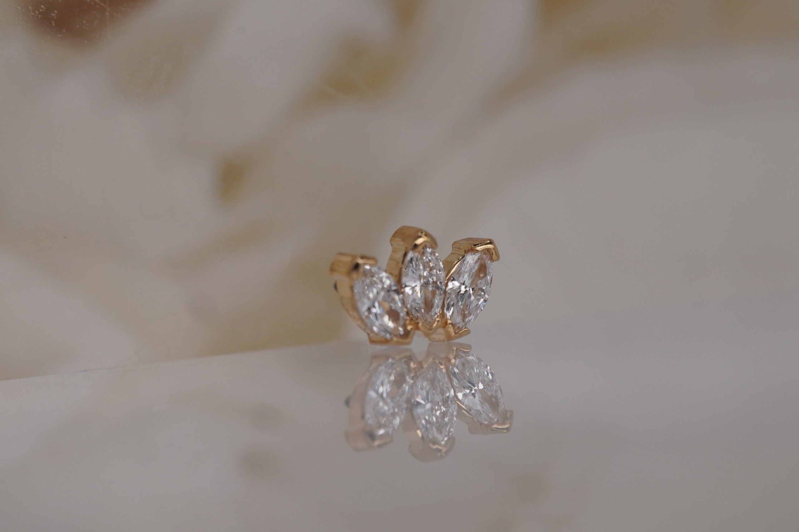 Small Marquise Fan with Lab Created Diamonds