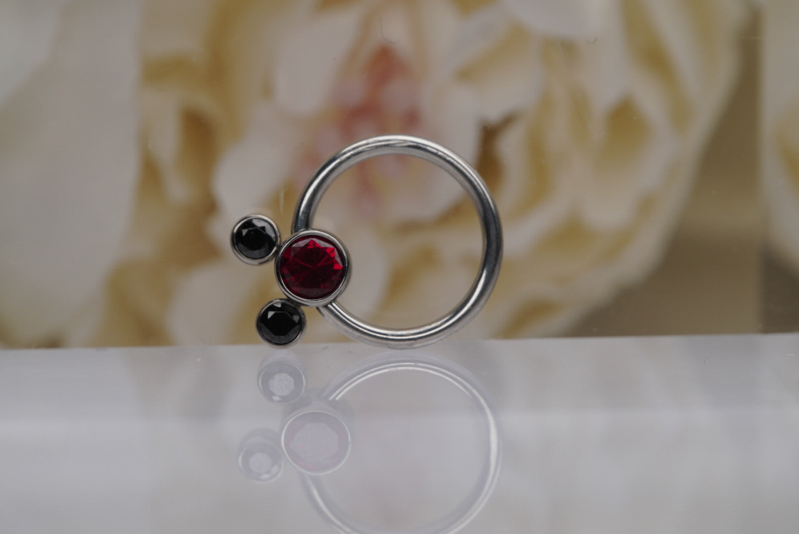 Mickey Head Captive Bead in Red & Black