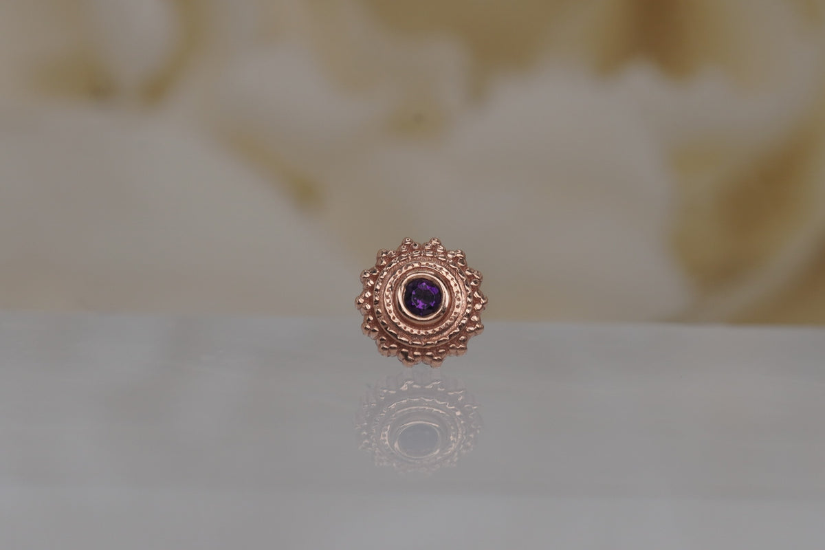 BVLA Roung Afghan Yellow Gold with Chatam Lab Created Padparadscha SapphireBVLA Roung Afghan Rose Gold with Amethyst