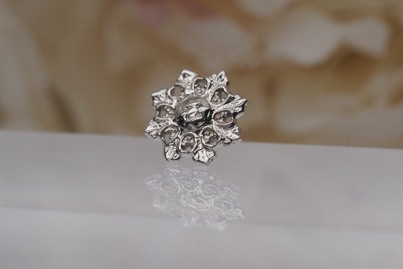 Ice Crystal Pin in White Gold