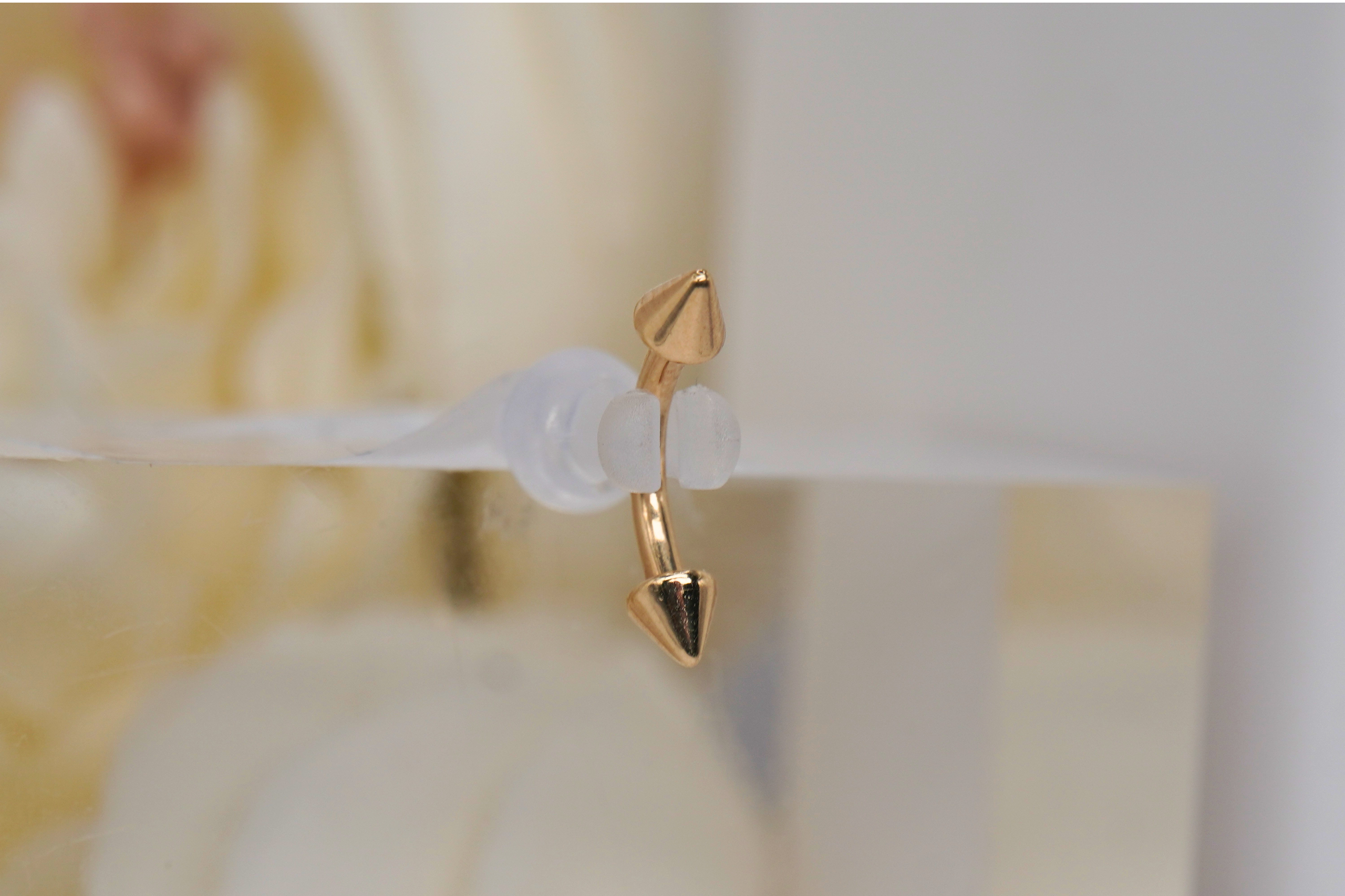 Spikes Yellow Gold Curved Barbell