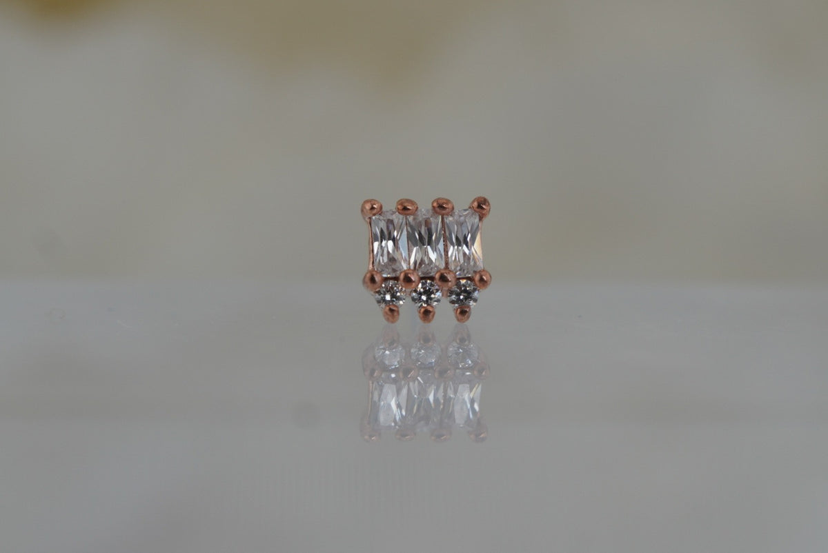 Buddha Jewelry Organics 14k 3.5x4mm "Excess" with Crystals. THREADLESS Yellow gold white gold rose gold