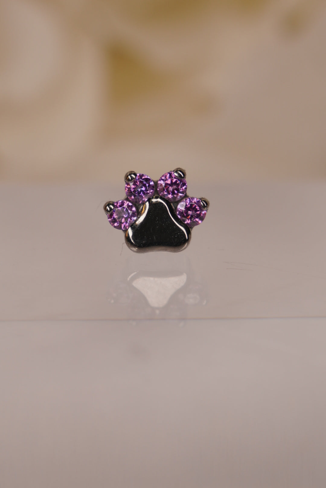 Paw Print with Purple Crystals- 12/14g