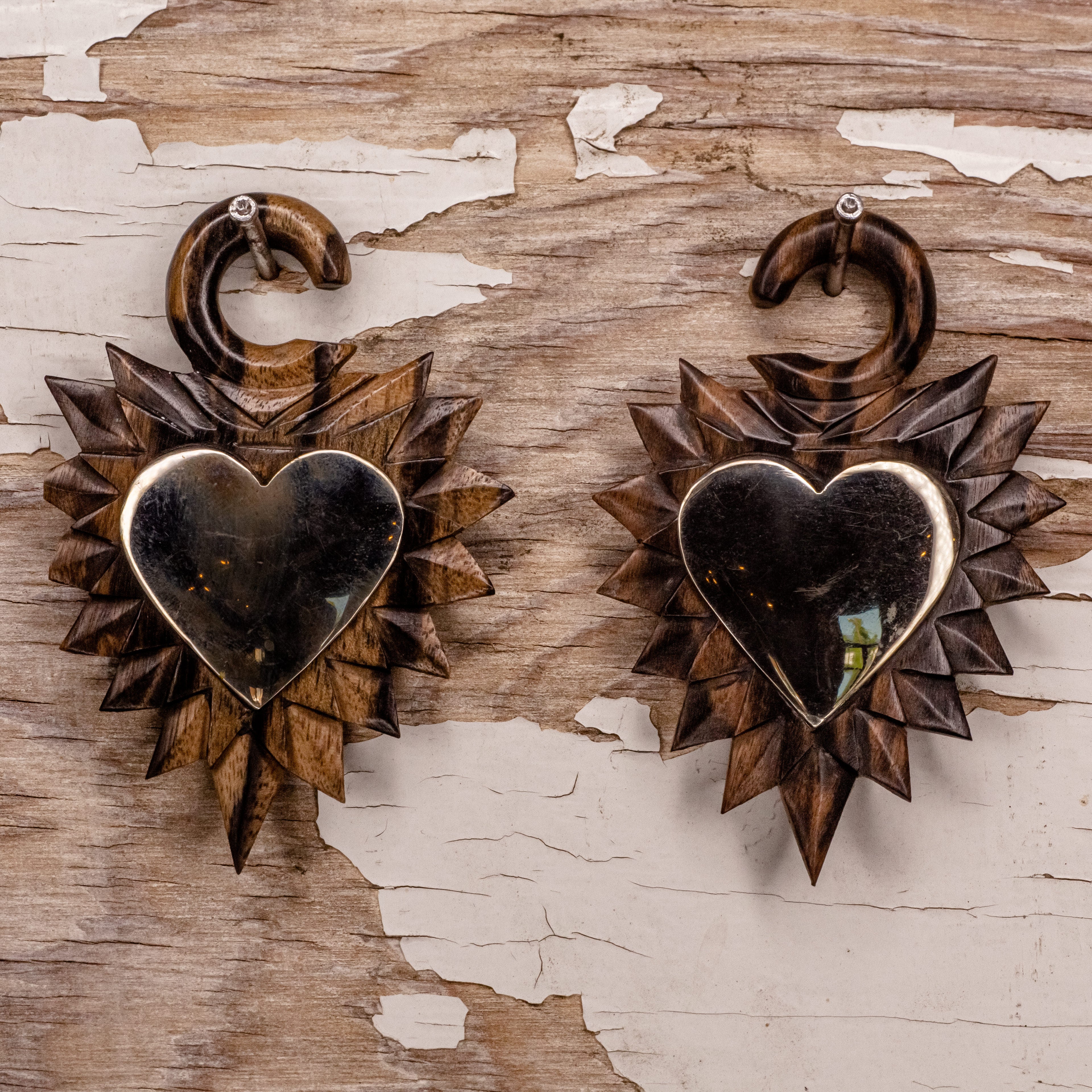 Metal Heart  With Zebra Wood- 2g