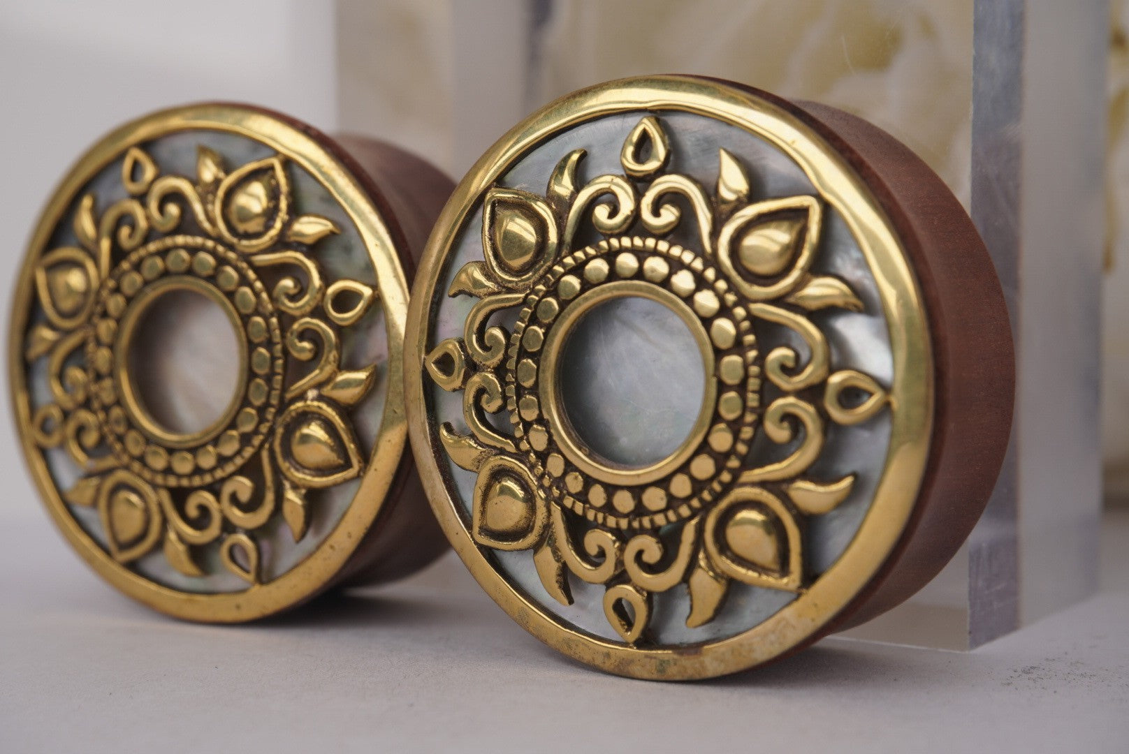 Philomena- Brass with Mother of Pearl