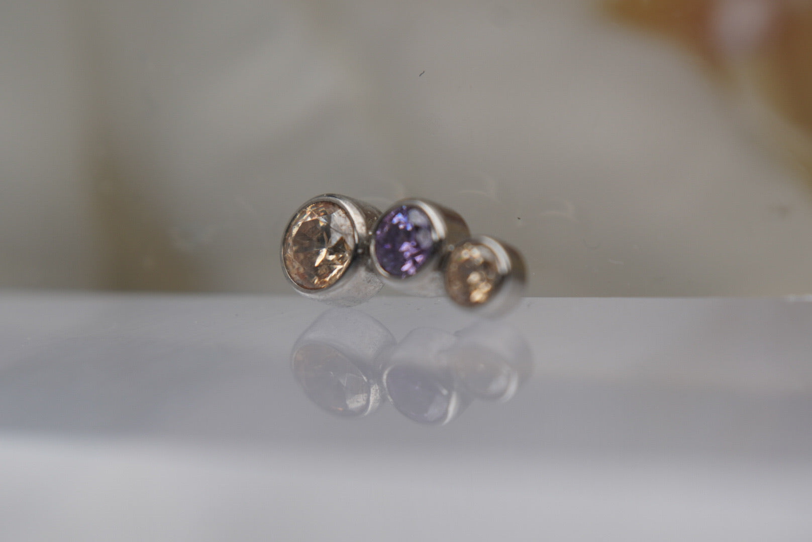3-Gem Clio Right Facing (Champagne & Purple)