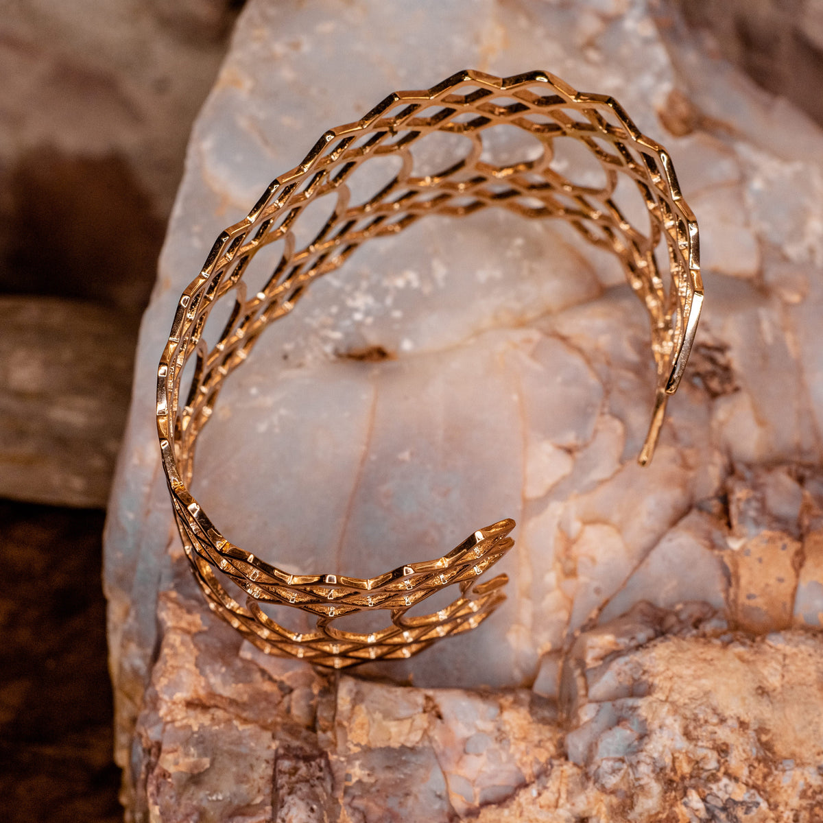 Tawapa "Snakeskin" Bracelet Rose Gold Plated, side view