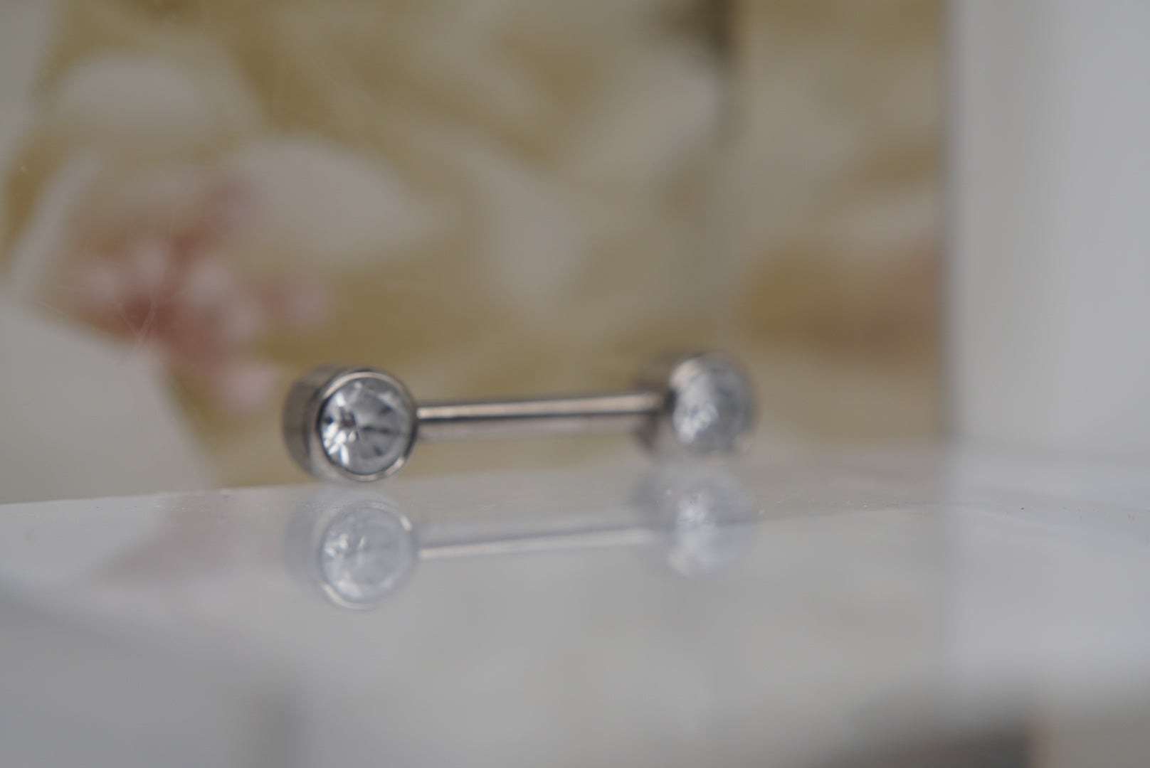 Geo Star Crystal Bezel Nipple Barbell in 14g