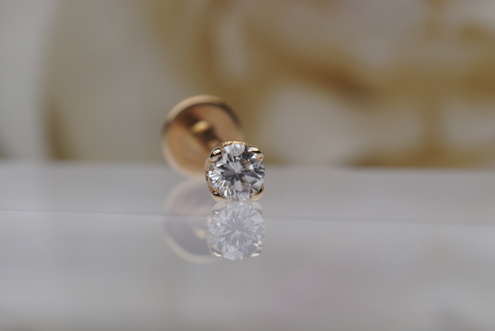 GENUINE DIAMOND in Yellow Gold- 4mm Prong PAIR