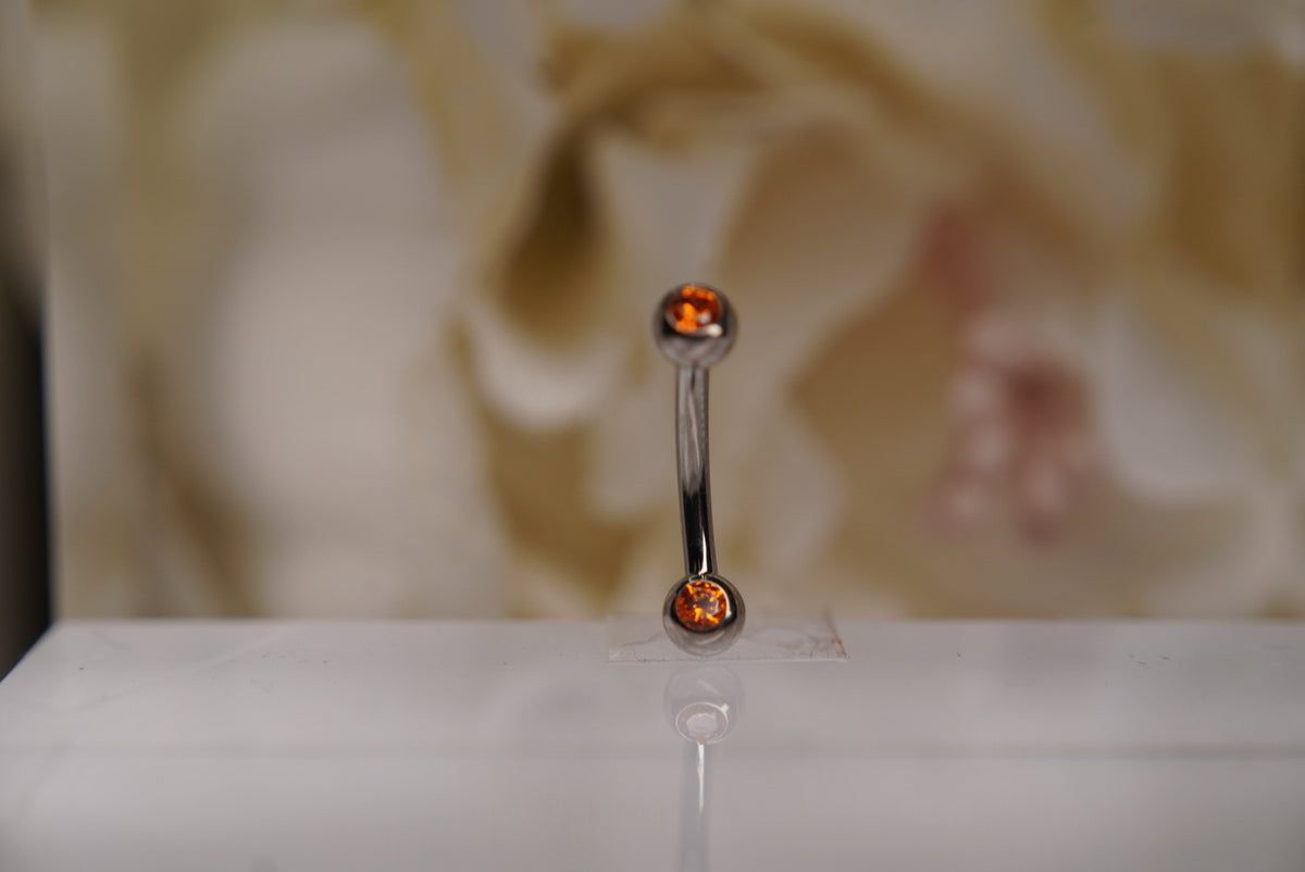 2-Gem Curved Barbell in Various Colors