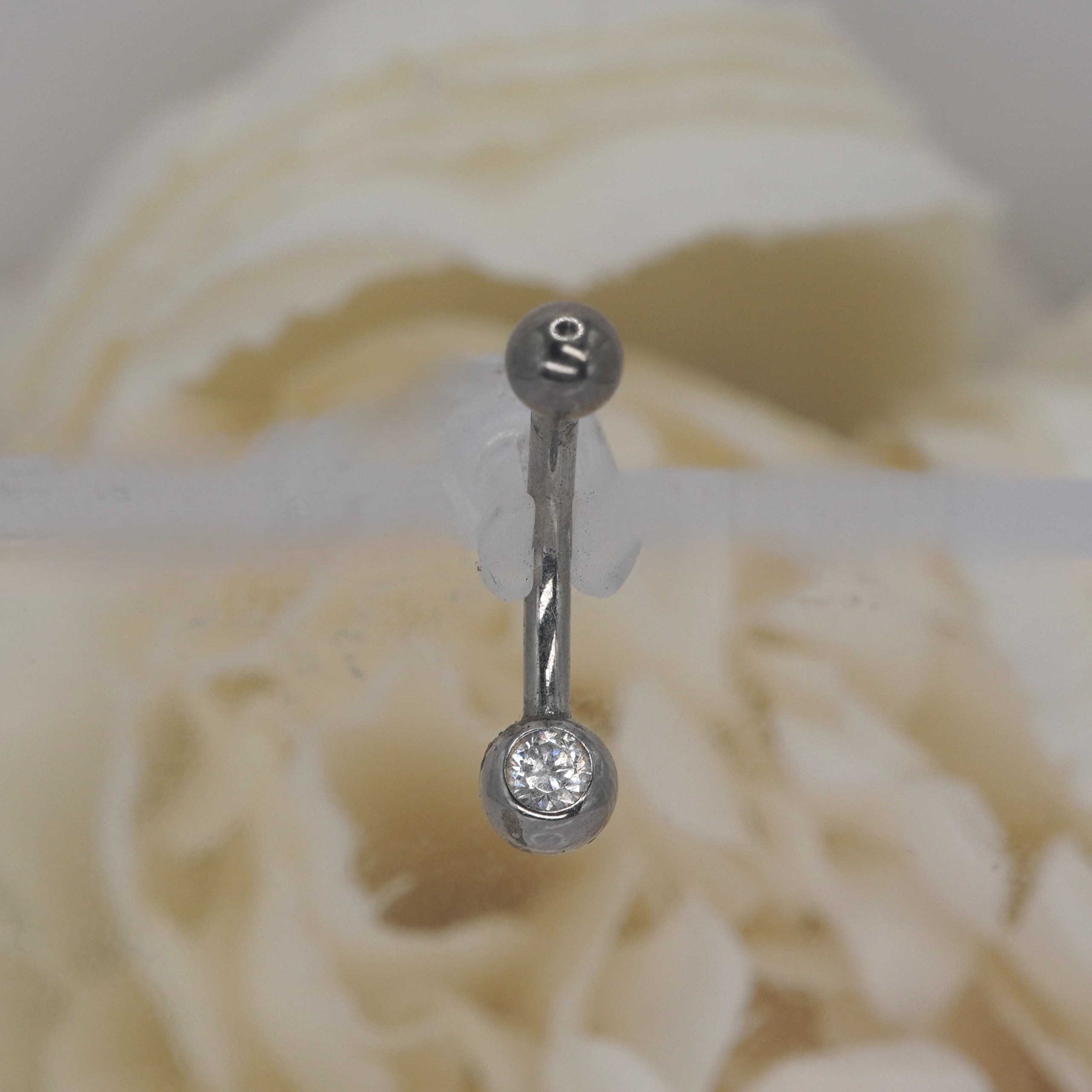 White Crystal 4mm Bezel Navel with Ball Top