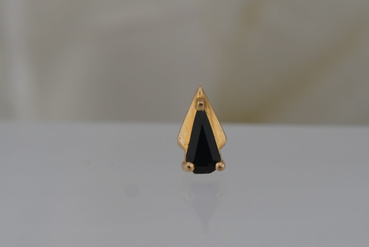 Buddha Jewelry Organics 14k 5x3mm "It Was All a Dream" THREADLESS with Black Agate Yellow gold white gold rose gold