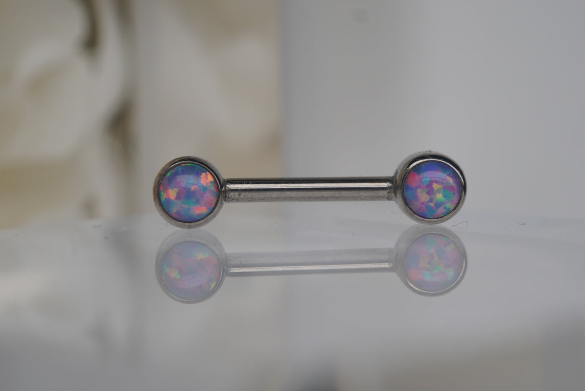 Lavender Opal Bezel Nipple Barbell in 14g