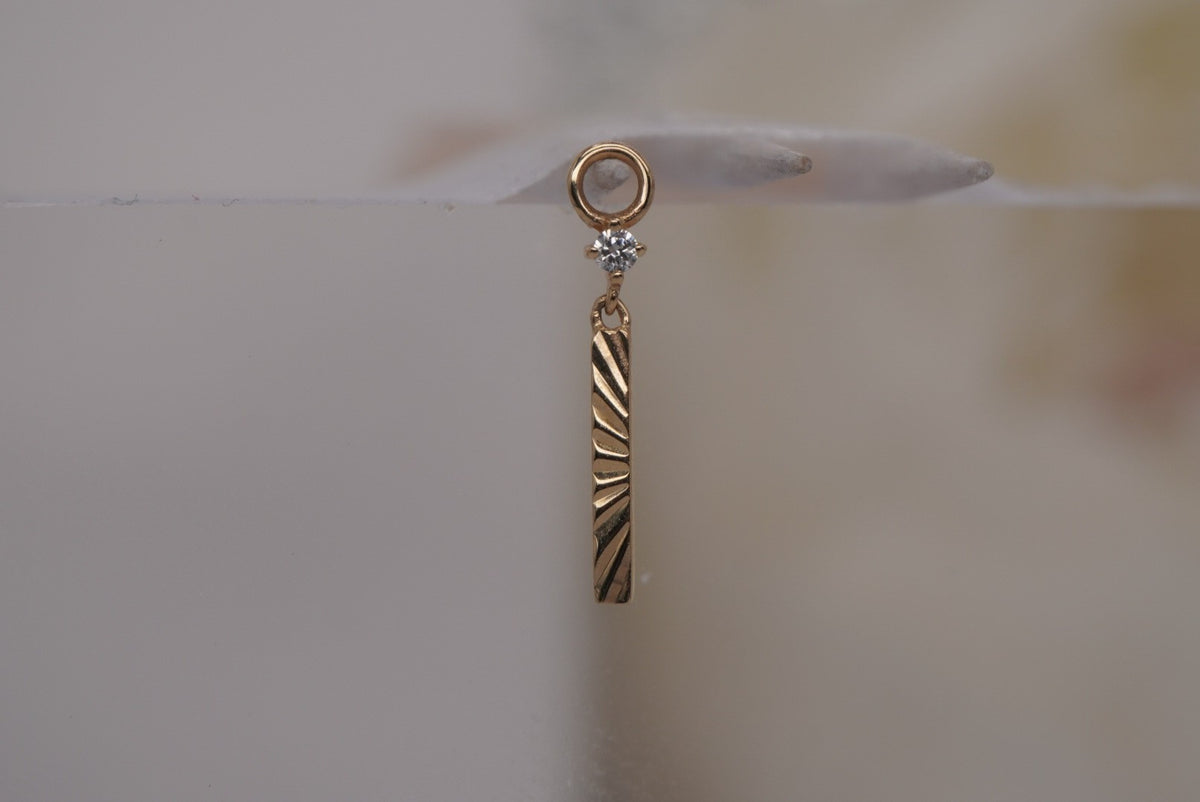 Buddha Jewelry Organics 14k Gold 2.5x14mm "Labyrinth" Charm with crystals in yellow gold