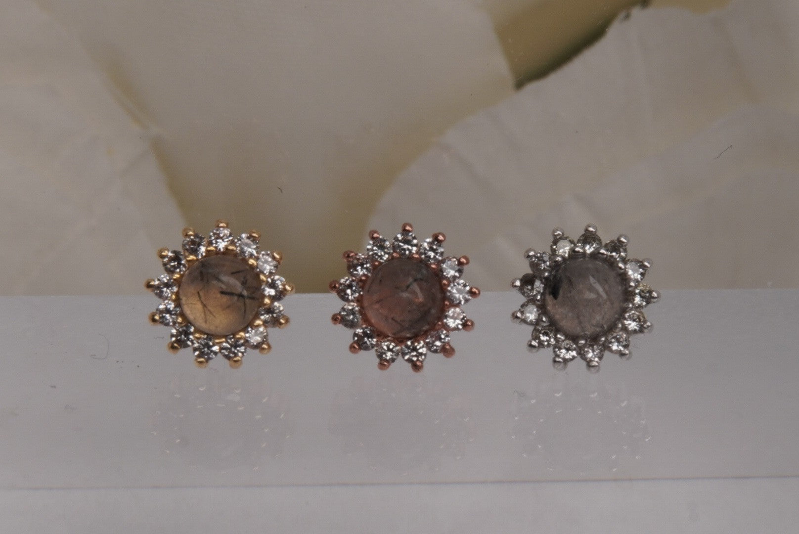 Delphine w/ Tourmalated Quartz & White Sapphire