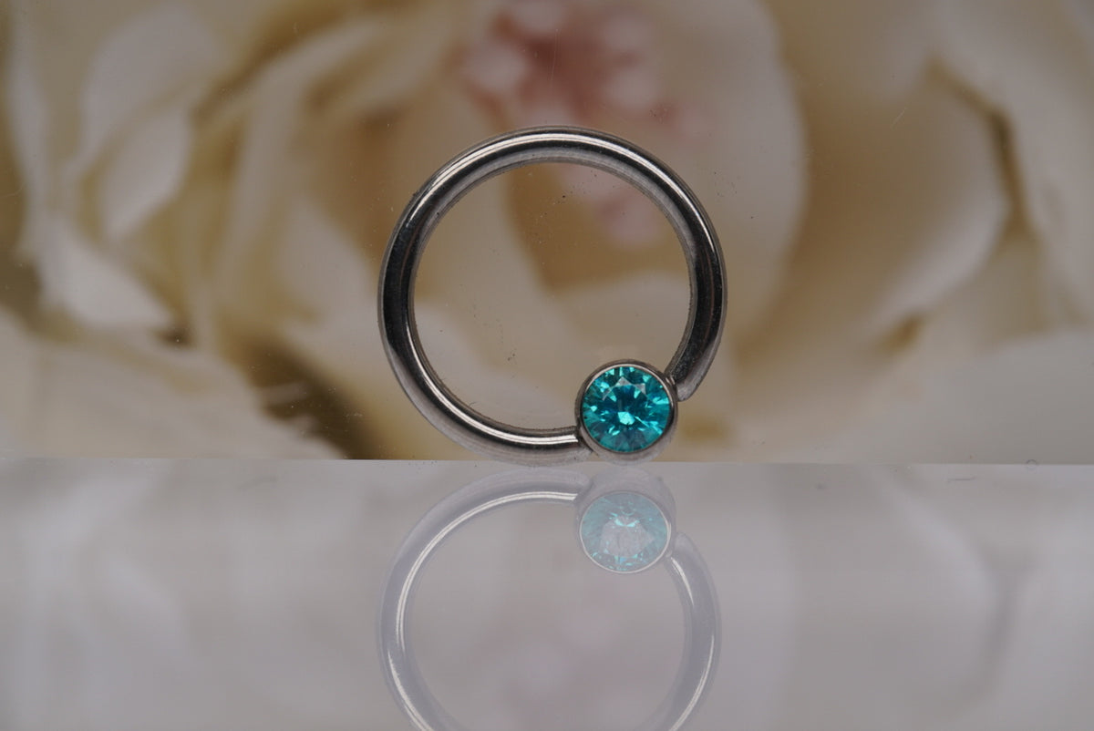 Captive Bead with Mint Green Crystal