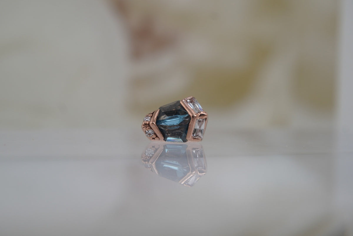 Buddha Jewelry 14k Gold "Vera" london blue topaz threadless in rose gold