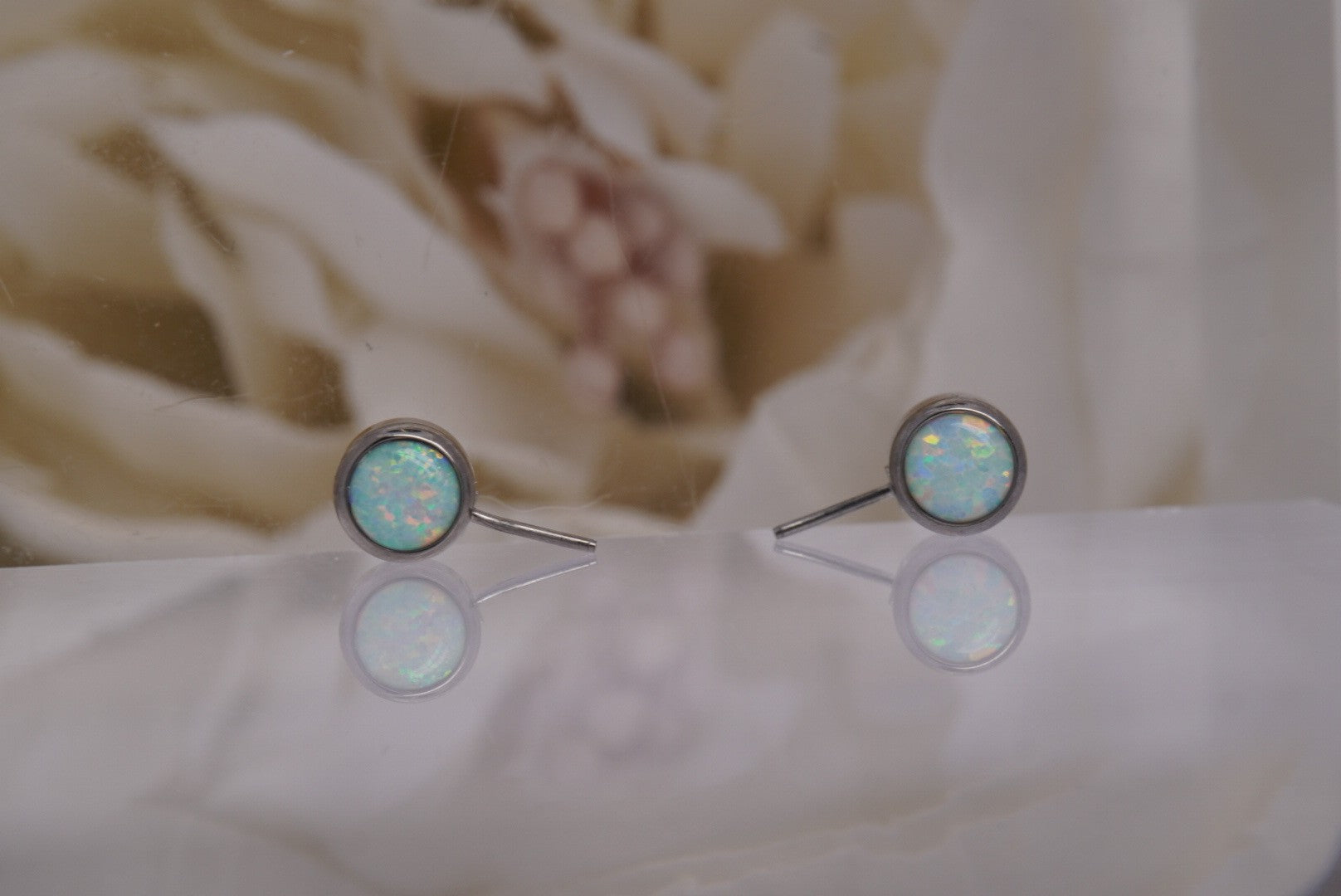 Side Facing White Opal Cabochon