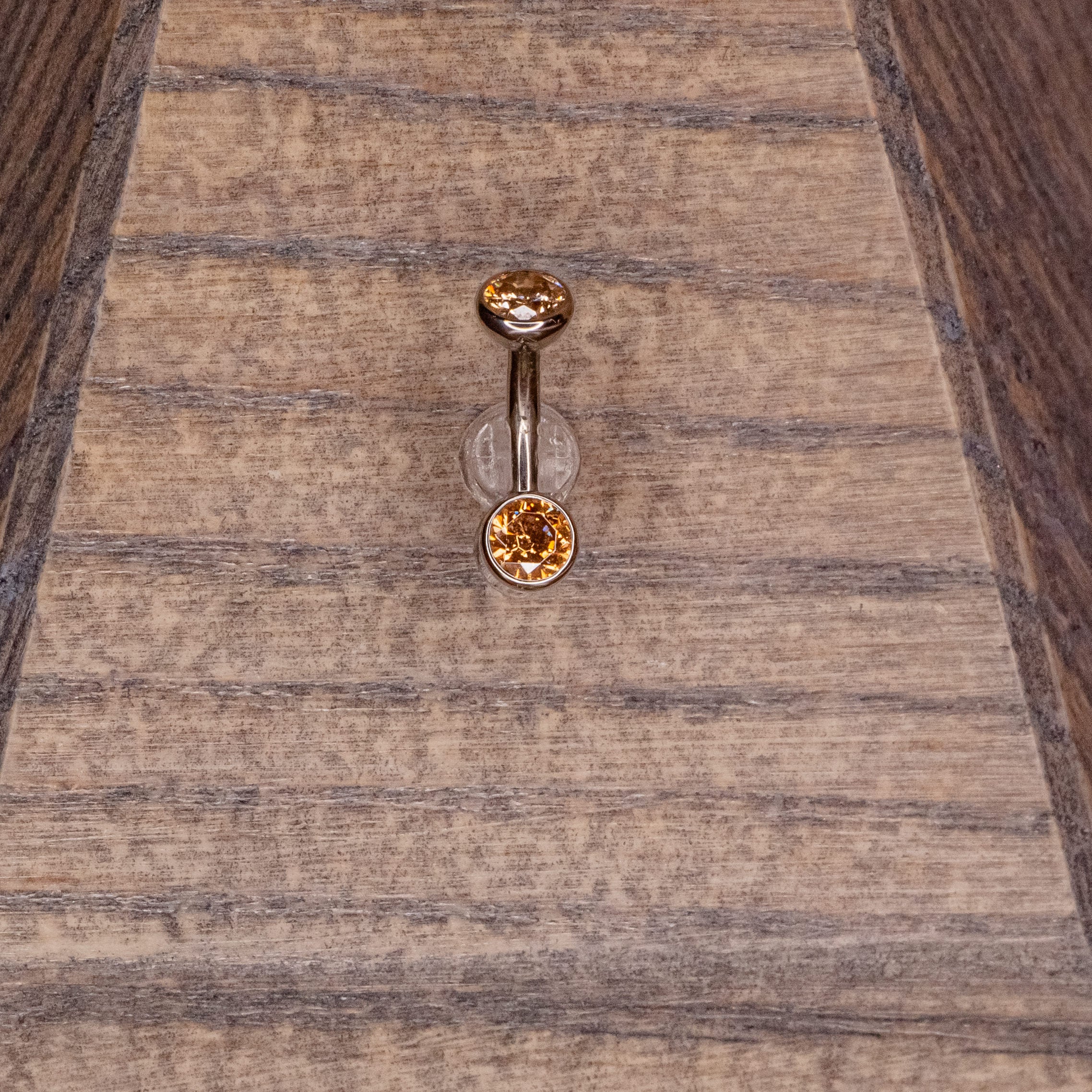 Amber Crystal Navel in a Bezel Setting  (4mm/4mm)