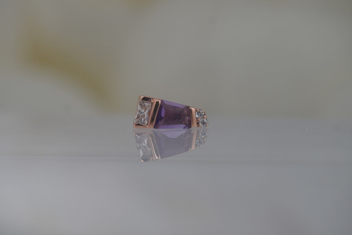 Buddha Jewelry 14k Gold "Saboteur" with Amethyst in THREADLESS rose gold