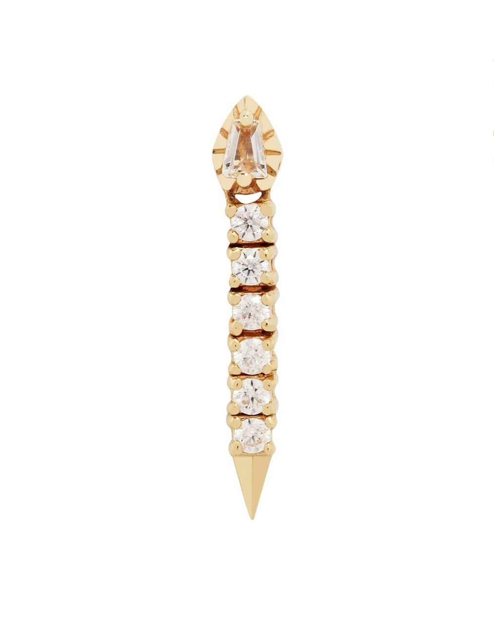 Buddha Jewelry Organics 14k 14.75x2.25mm "Spellcraft" with Crystals THREADLESS in yellow gold