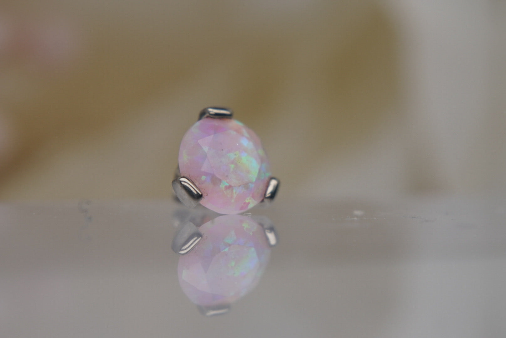 2.5mm Bubble Gum Opal Faceted Prong- 16/18g