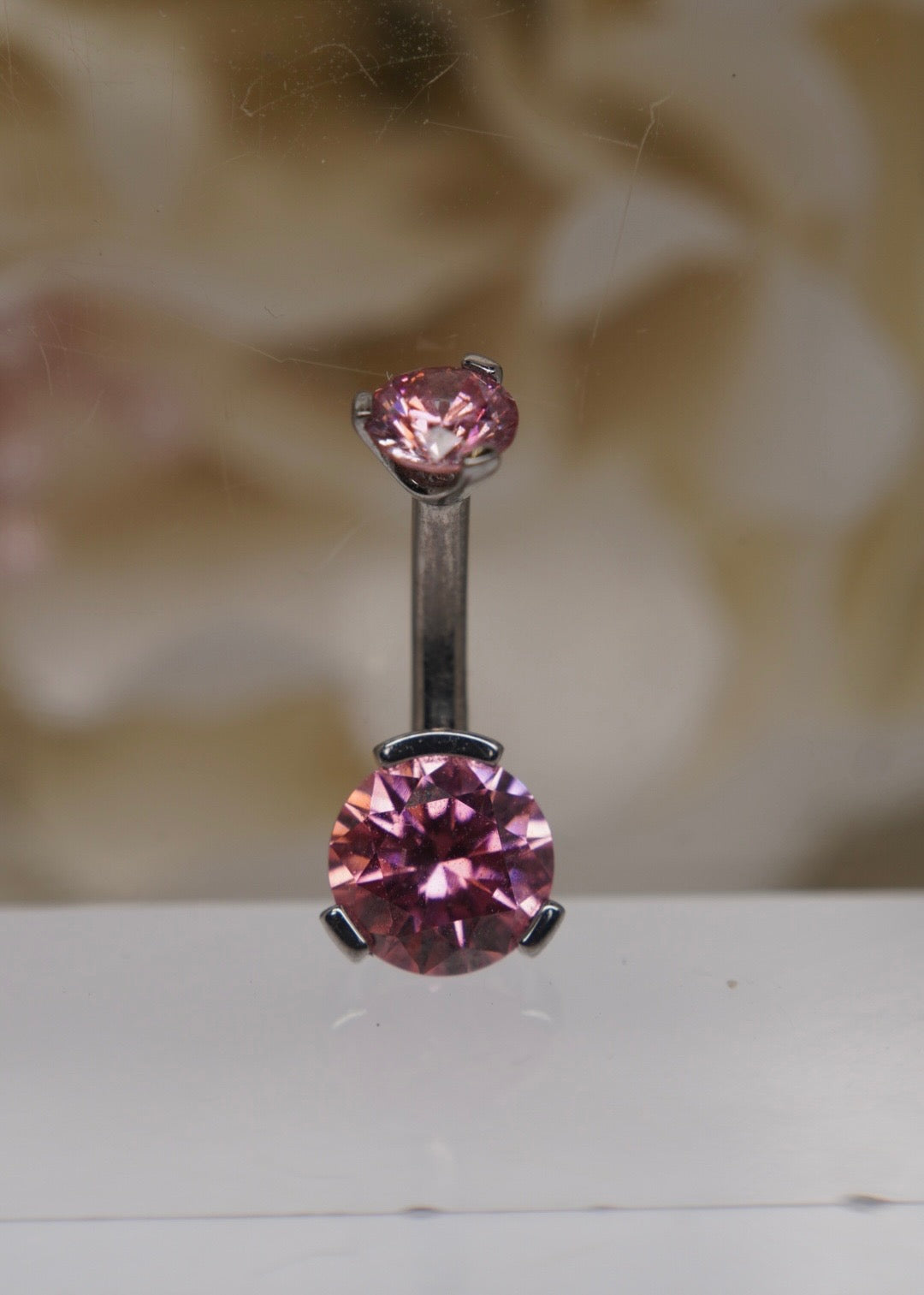 Special Pink Crystal Navel in a Prong Setting  (4mm/6mm)