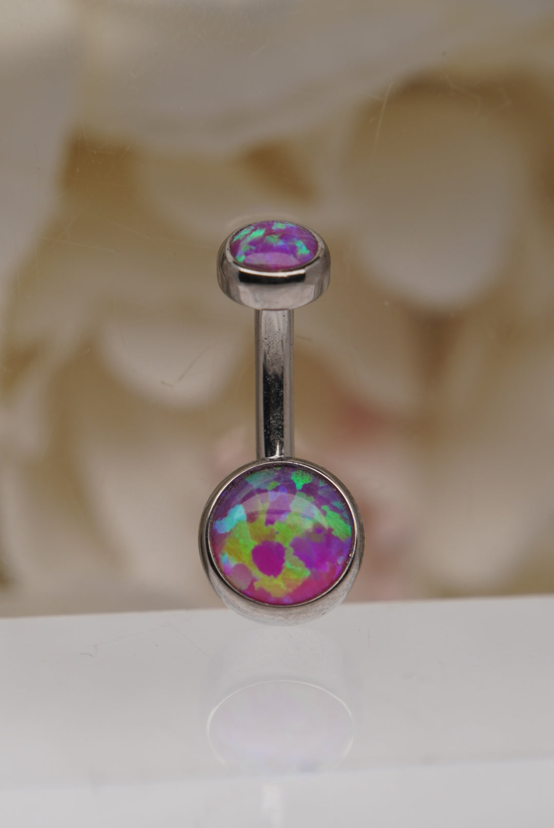 Magenta Opal Navel in a Bezel Setting  (4mm/6mm)
