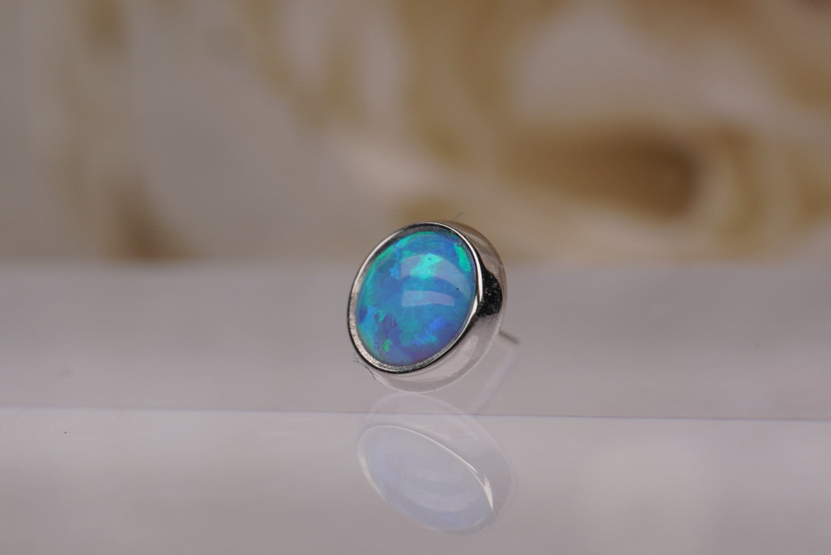Capri Blue Opal in Gold- 5mm