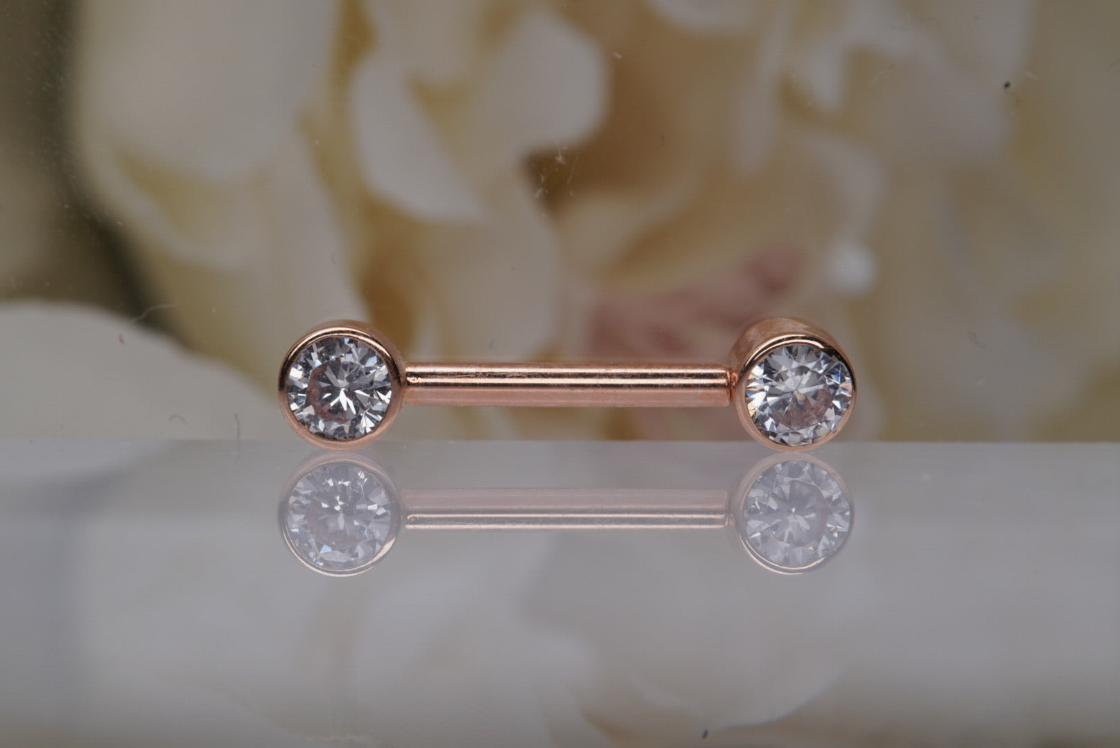 Gold Barbell with Crystals