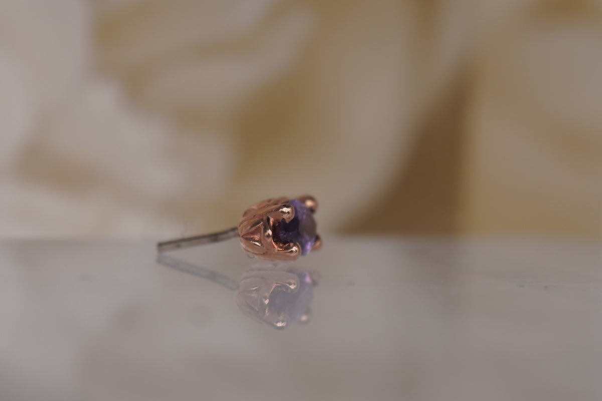 6 Prong Marquise with Amethyst Crystals rose golf threadless norvoch