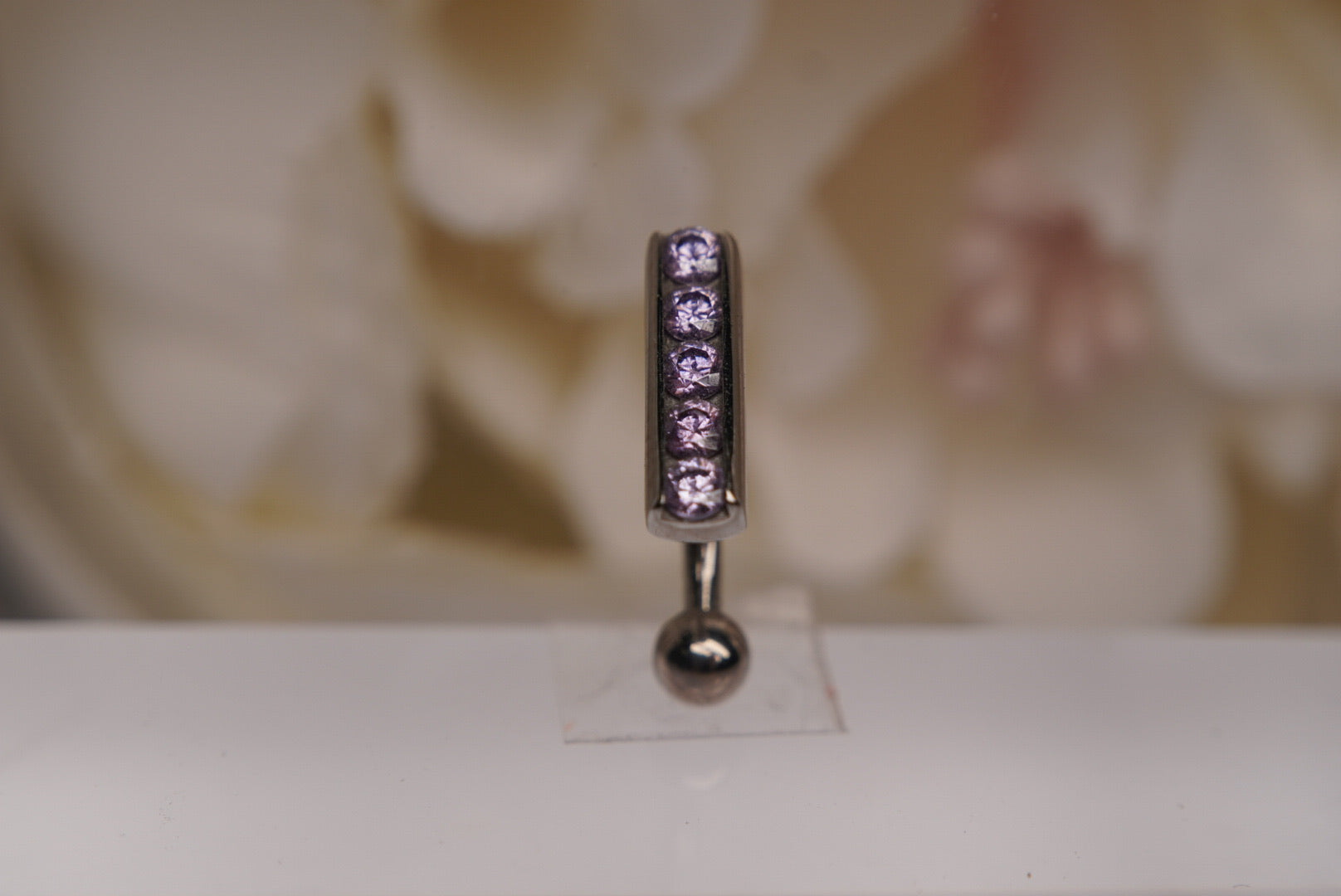 5-Gem Top Hanging in Purple Crystals Bezel in 16g