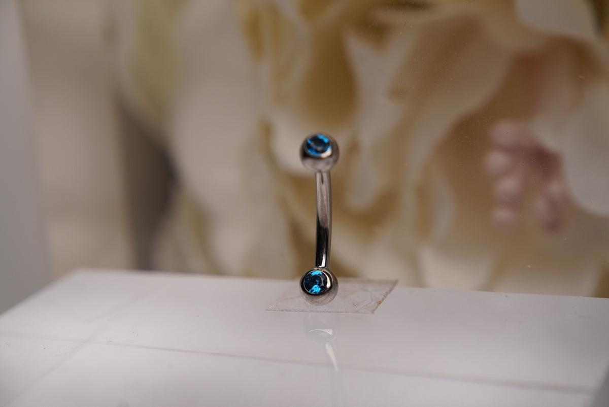 2-Gem Curved Barbell in Various Colors