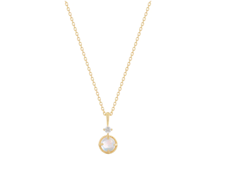Manifest Necklace with Rainbow Moonstone and White Topaz