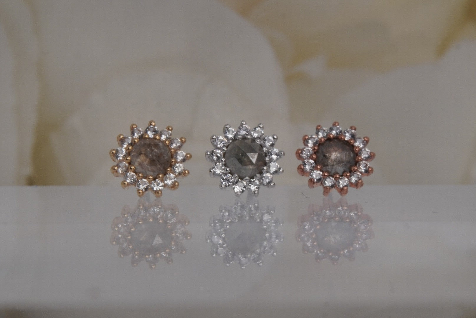 Delphine with Grey Diamonds & White Sapphires
