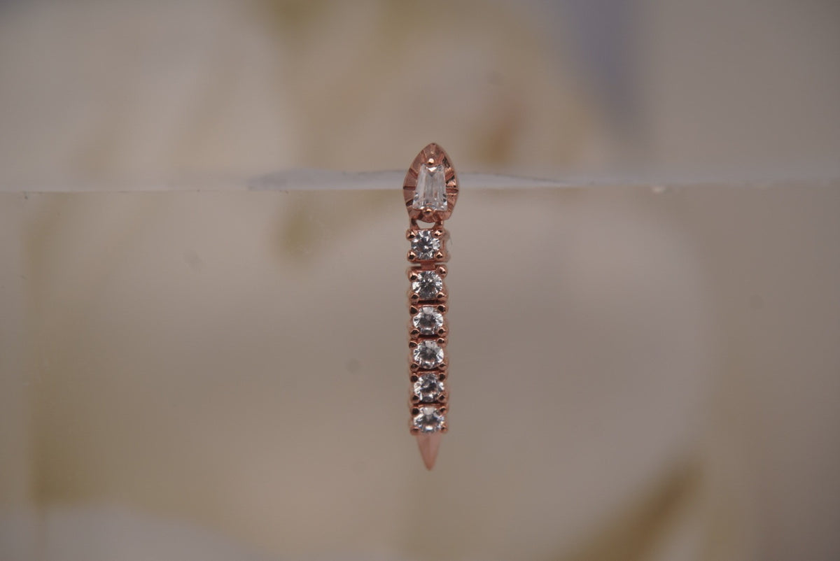 Buddha Jewelry Organics 14k 14.75x2.25mm "Spellcraft" with Crystals THREADLESS in rose gold