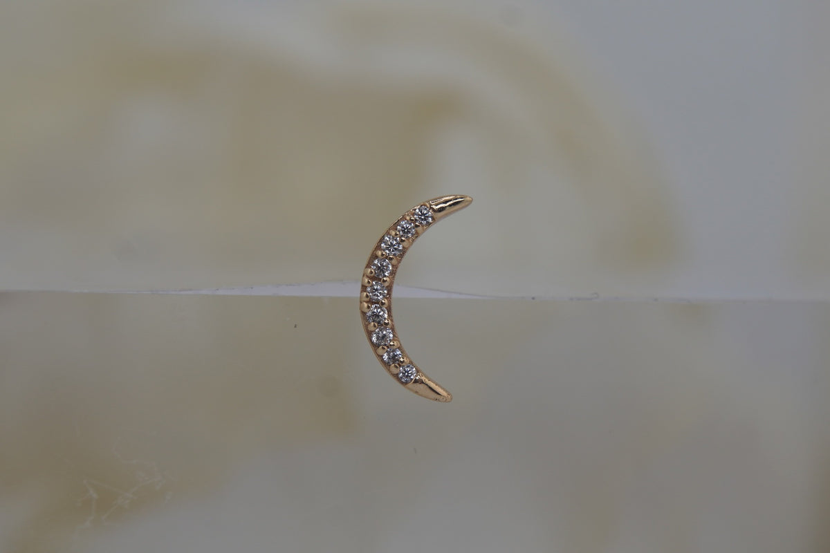 Right side up view of the crescent moon design, showing its crescent shape 