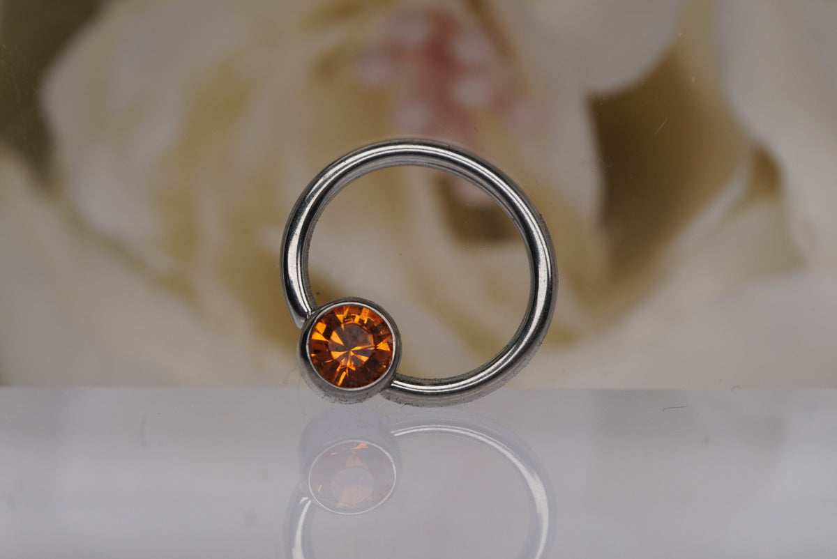 Captive Bead with Amber Crystal