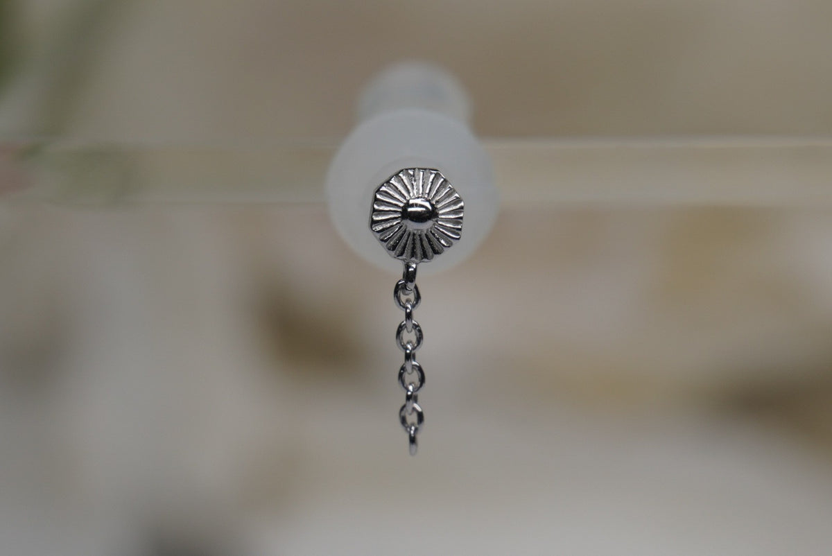 Tether 14k "Chained Alpha 08." textured dangle Threadless Yellow gold white gold rose gold
