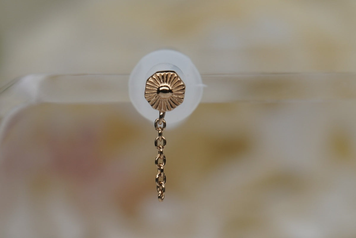 Tether 14k "Chained Alpha 08." textured dangle Threadless Yellow gold white gold rose gold