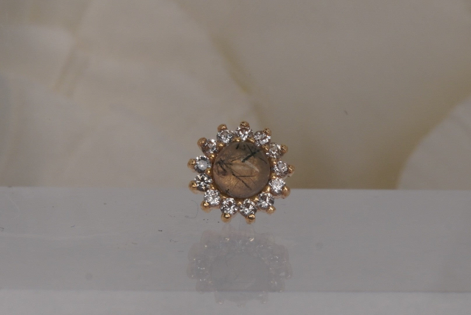 Delphine w/ Tourmalated Quartz & White Sapphire