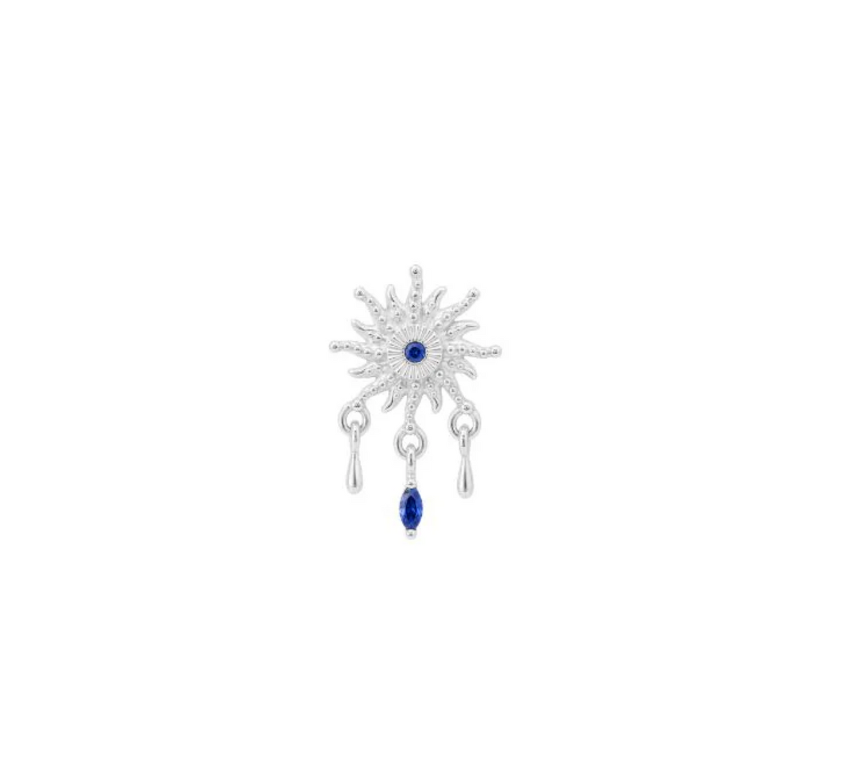 White gold Sun burst threadless end with sapphires