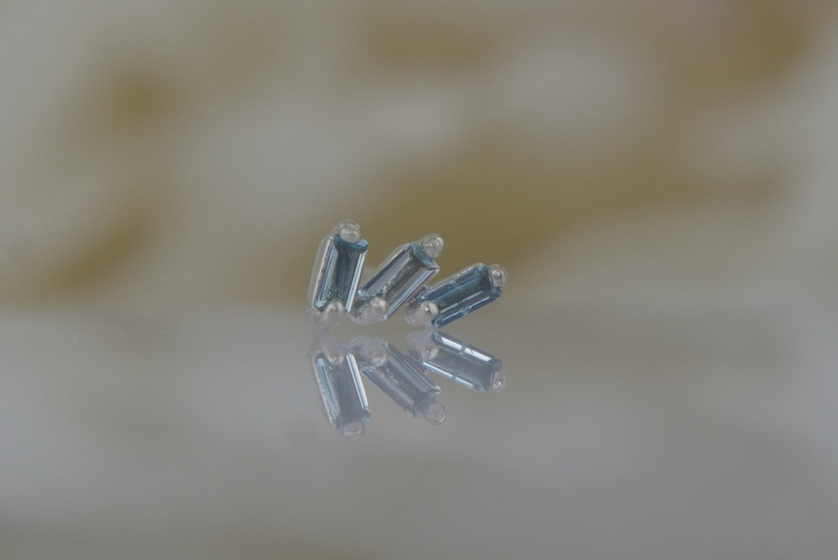 Buddha Jewelry Organics 14k 2.5x5mm "Staxx" THREADLESS with blue topaz white gold