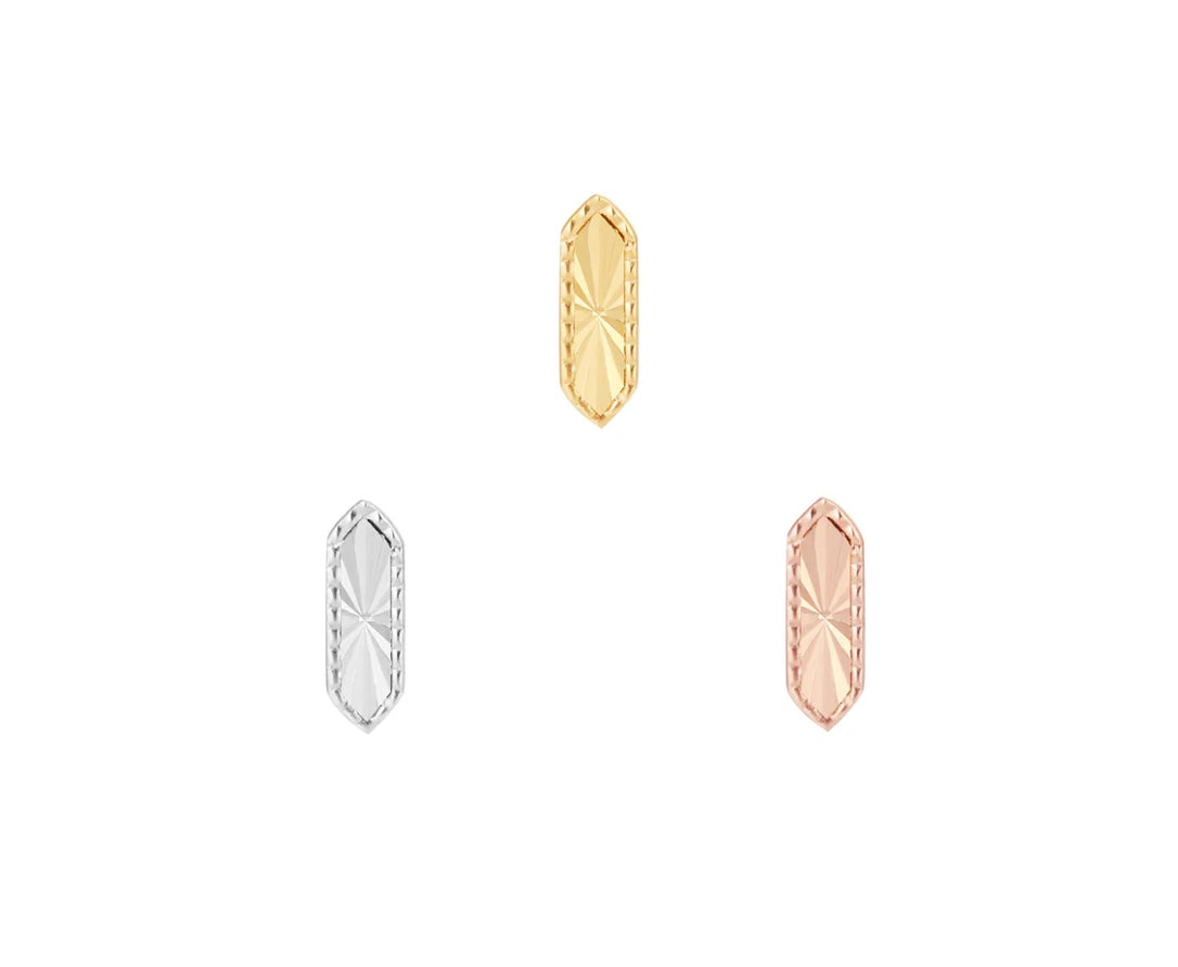 Buddha Jewelry Organics 14k Various Gold Color Options 6x2mm "Moxy" THREADLESS stock image