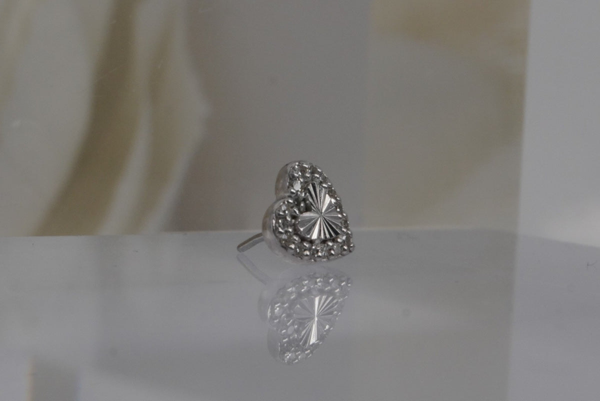 Buddha Jewelry Organics 14k gold 5mm "Rebel Heart" with GENUINE DIAMONDS white gold angled view