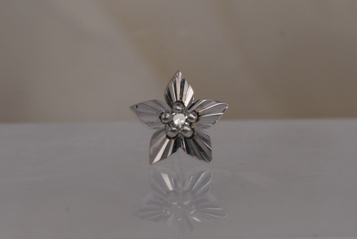 Buddha Jewelry 14k Gold "Lula" with a GENUINE Diamond - THREADLESS white gold