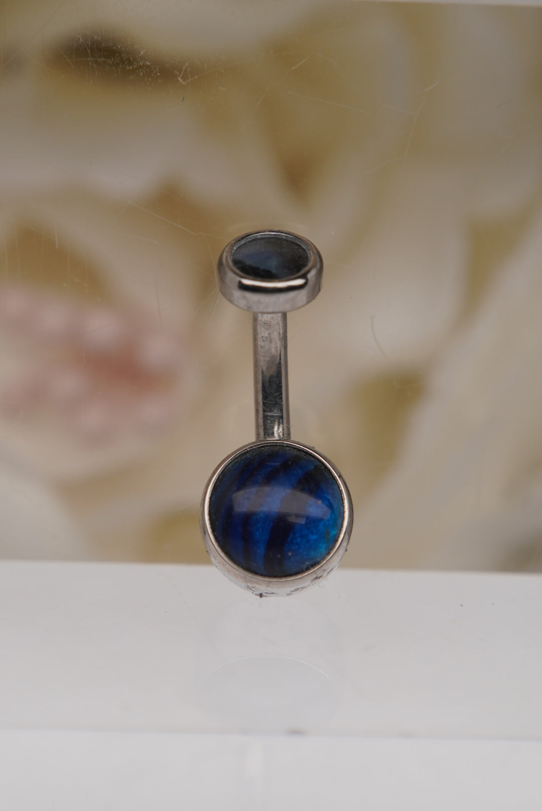 Blue Shell Navel in a Bezel Setting  (4mm/6mm)