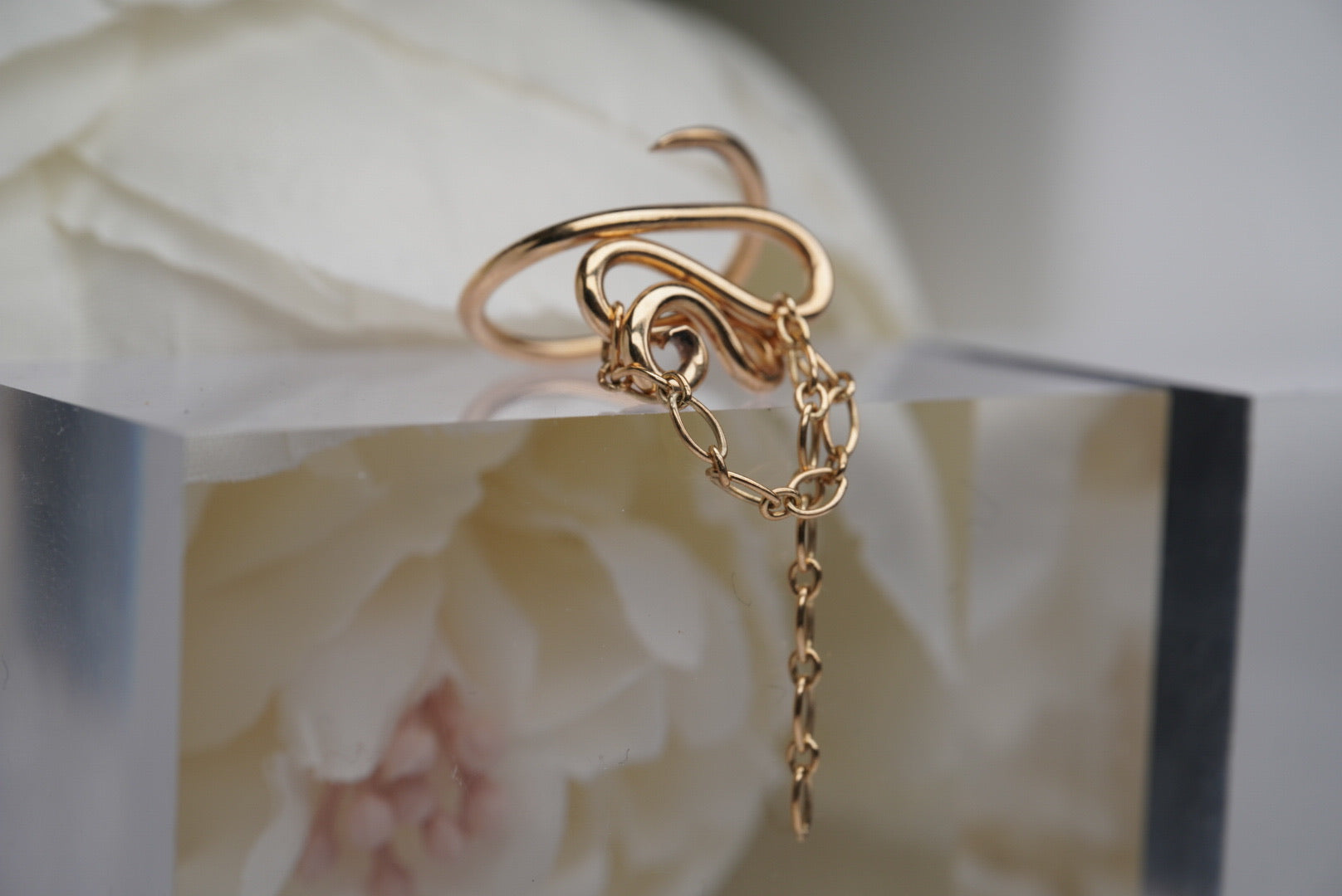 Swirl with Chain in Yellow Gold