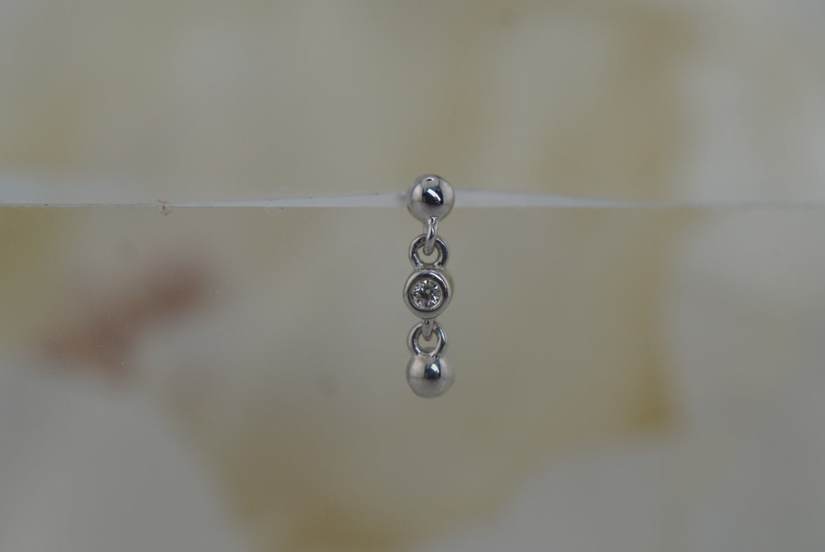 Ember 14k "Midtown" threadless in yellow gold white gold rose gold white crystals dangle